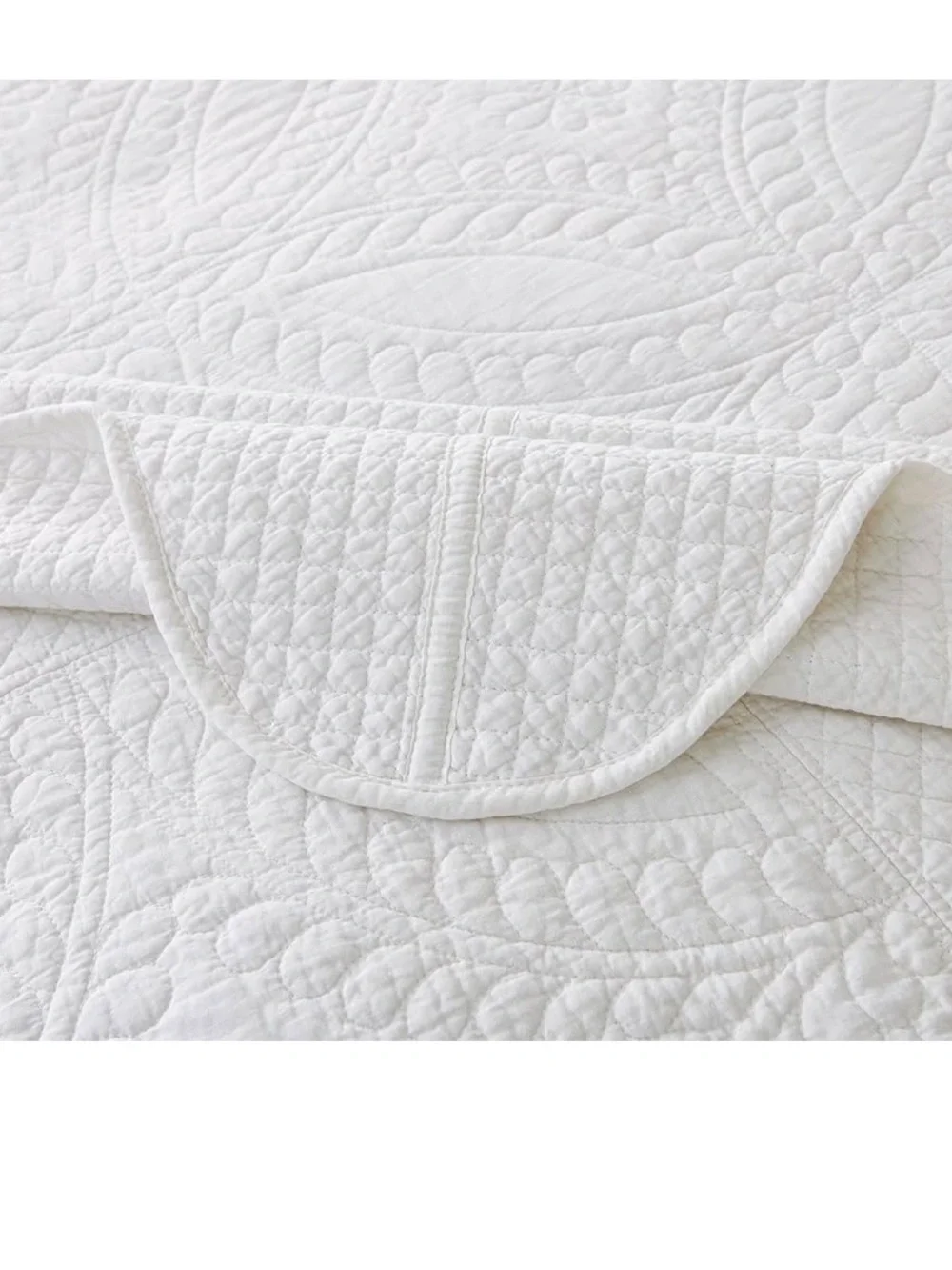 Cmfshape 100% Cotton Quilt Oversized King Size-White Bedspread 120
